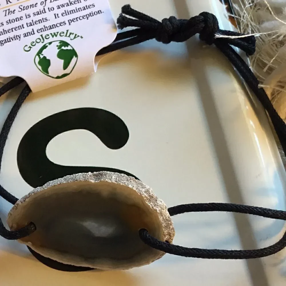 NATURAL AGATE SLIDE CORDED BRACELET UNISEX NWT